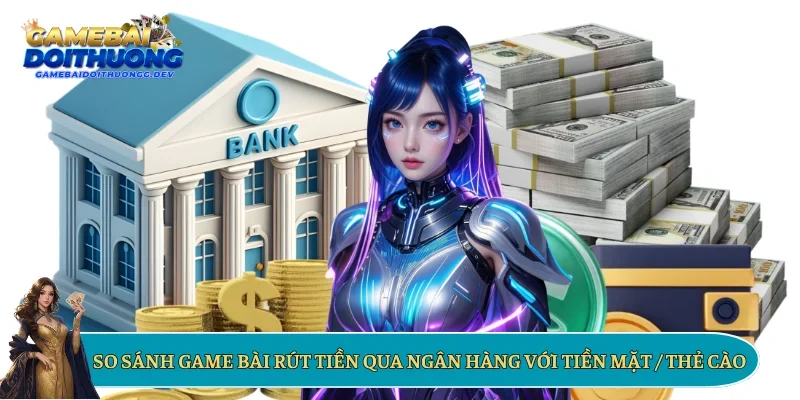 So sánh game bài rút tiền qua ngân hàng với Tiền mặt / Thẻ cào