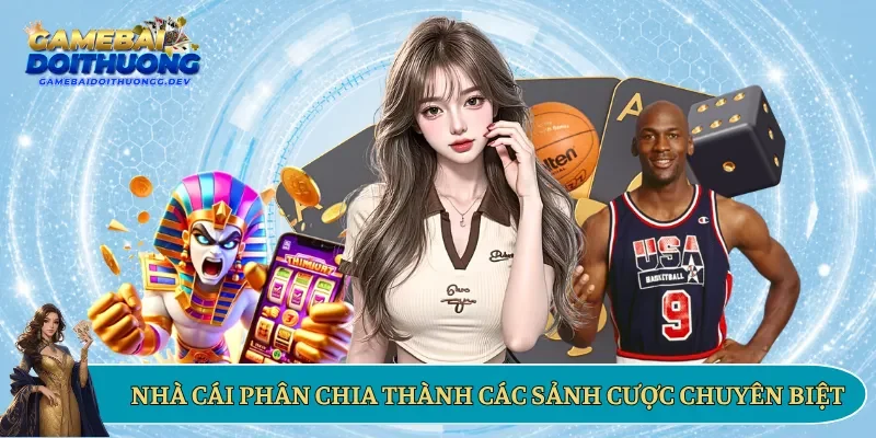 Nhà cái phân chia thành các sảnh cược chuyên biệt